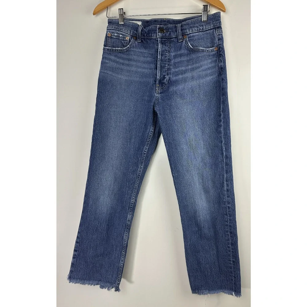 Gap Cheeky Straight High Rise Jeans Button Fly 29 8 R Dark Indigo Blue Denim - Picture 2 of 15